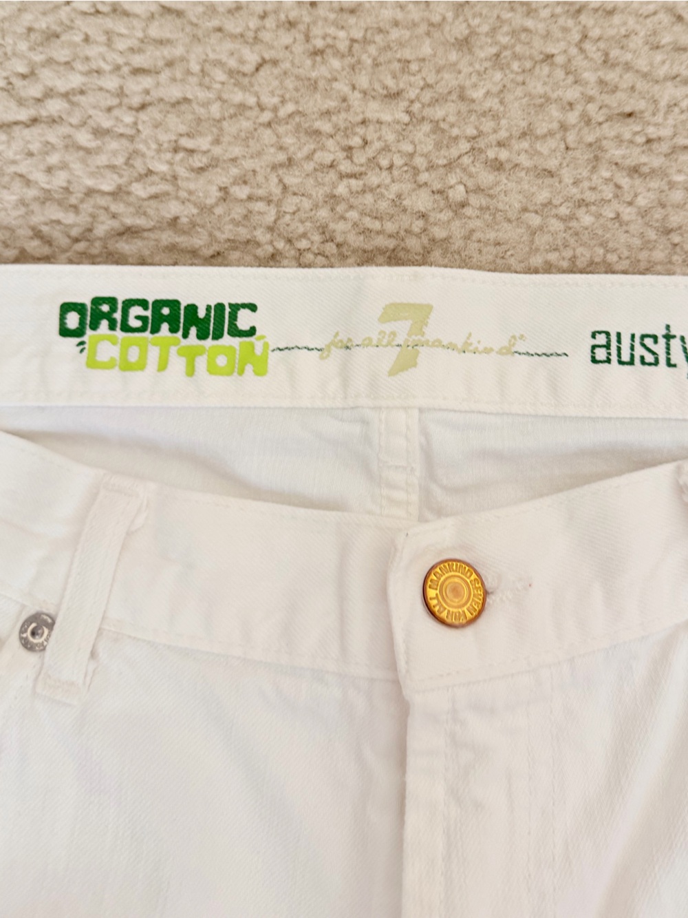 7 For All Mankind White Straight Jeans